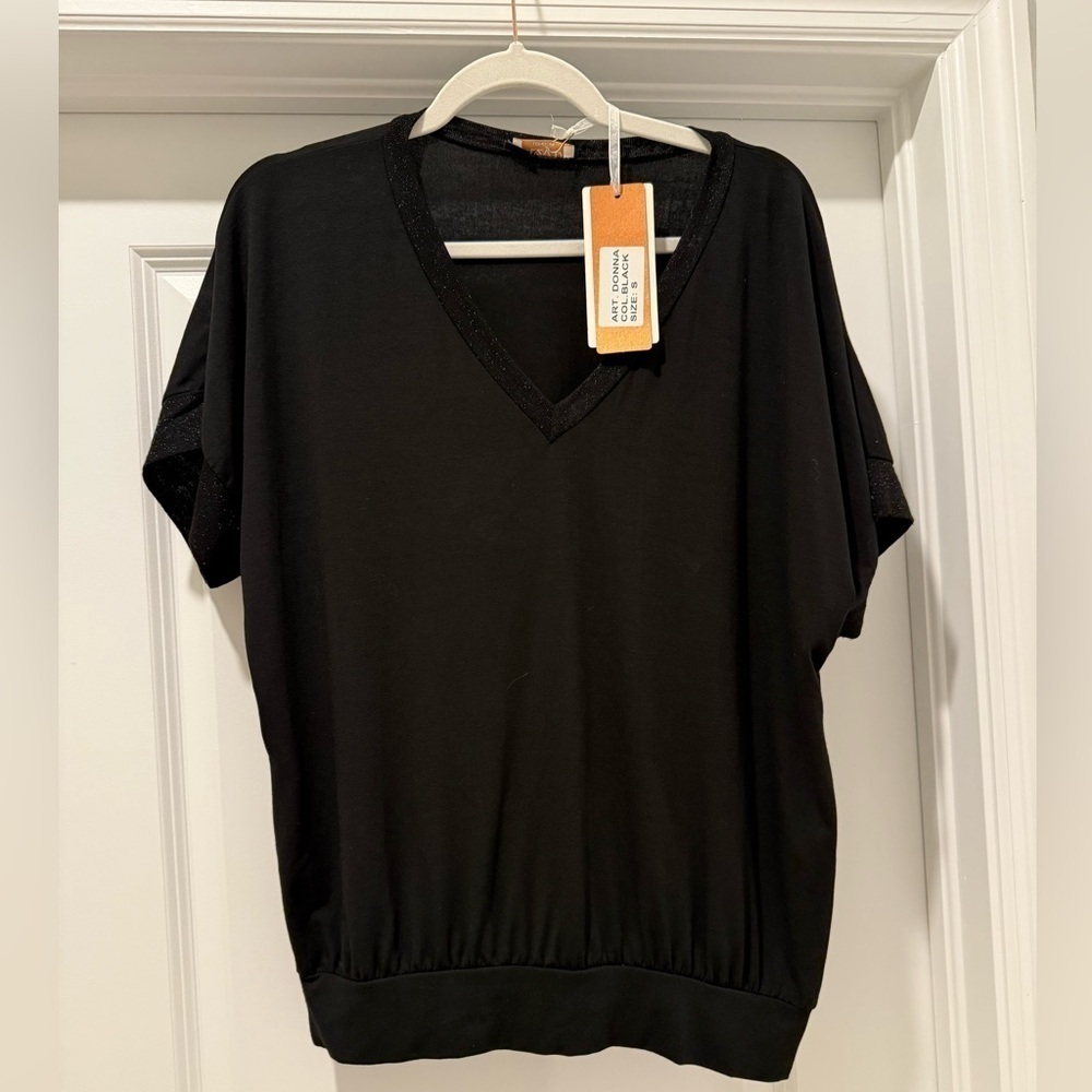 SUZY D‎ London manufactured in Italy women’s blouse size S - NWT - black